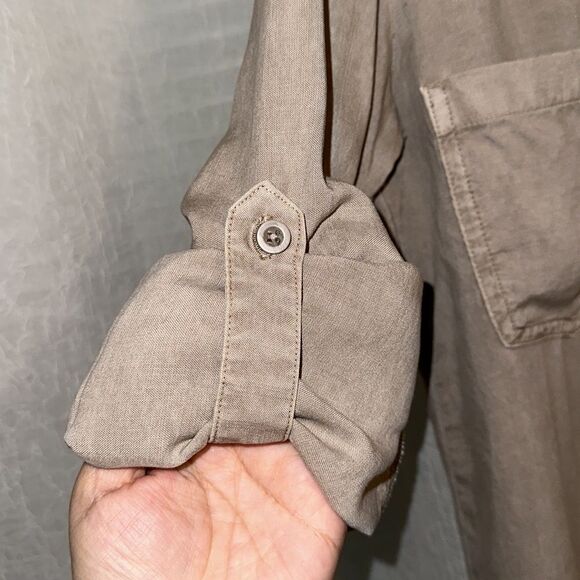 Anthropologie XS Cloth&Stone Stone Wash Tencel Lyocell Long Sleeve Shirt Dress - Picture 9 of 16